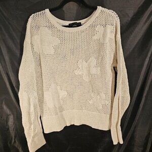 Sanctuary open knit flower sweater. Size XL